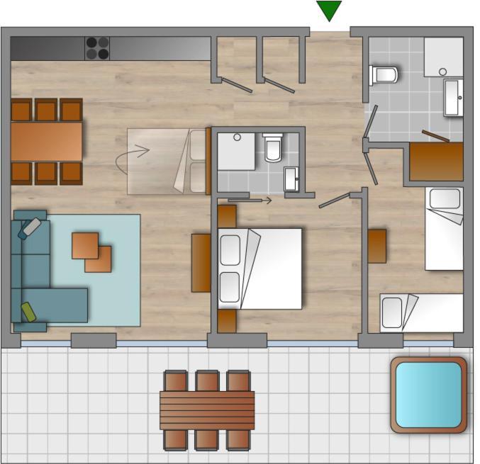 Apartment mit 2 Schlafzimmern, Whirlpool und Sauna